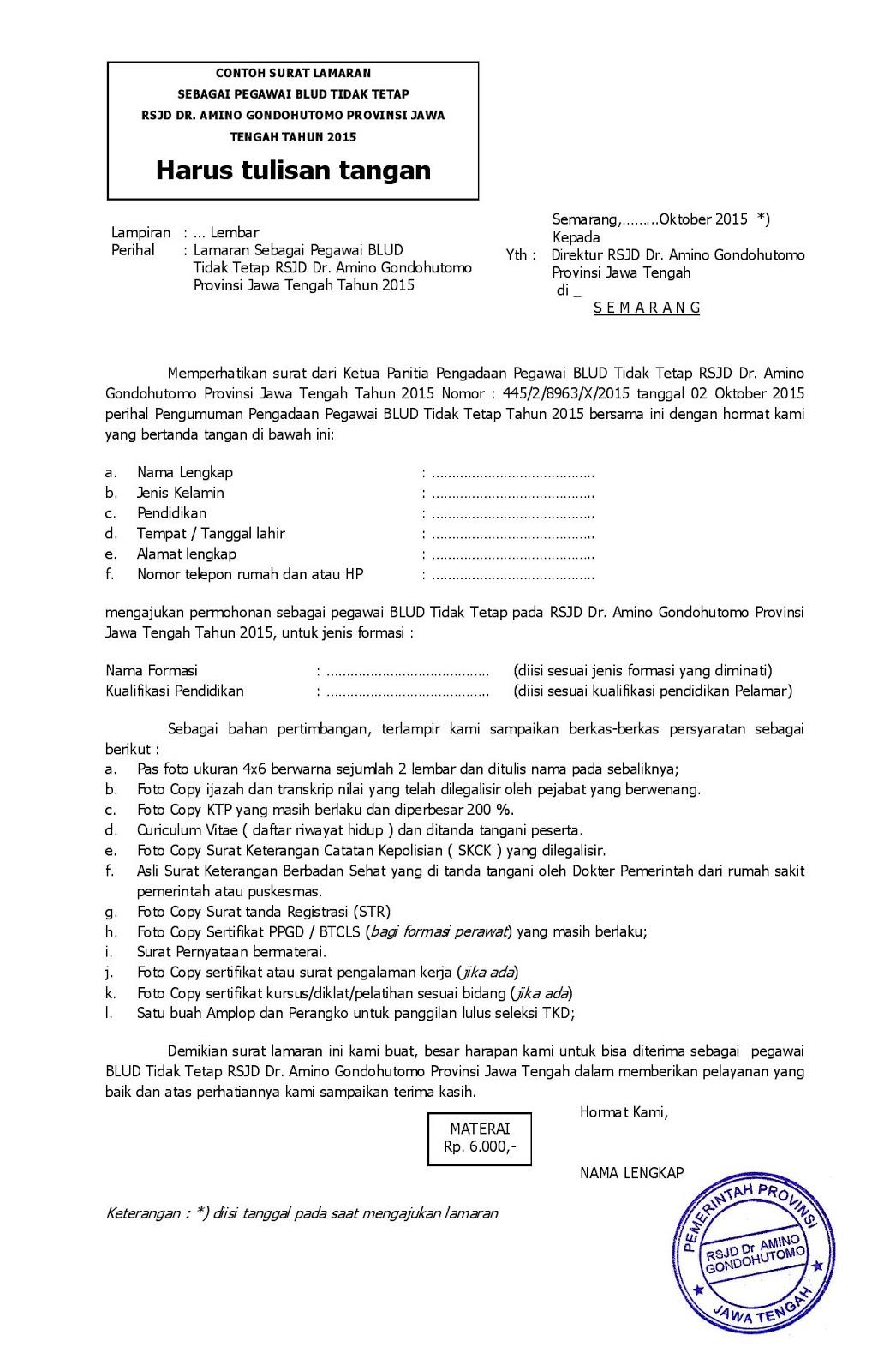 Contoh Surat Lamaran Guru Tidak Tetap