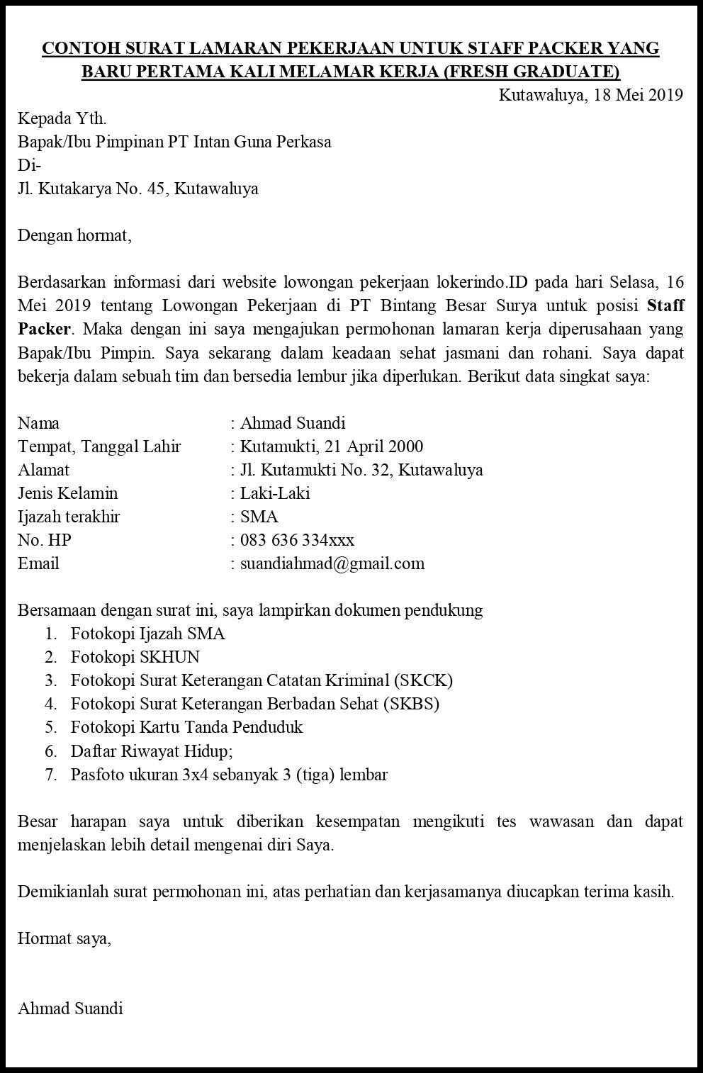 Contoh Surat Lamaran K Toko Asesoris