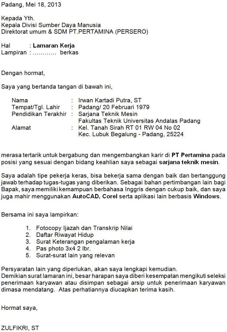 Contoh Surat Lamaran Kantor Pt Jasa Raharja Pontianak
