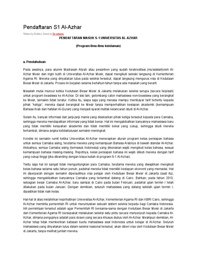 Contoh Surat Lamaran Ke Alazhar