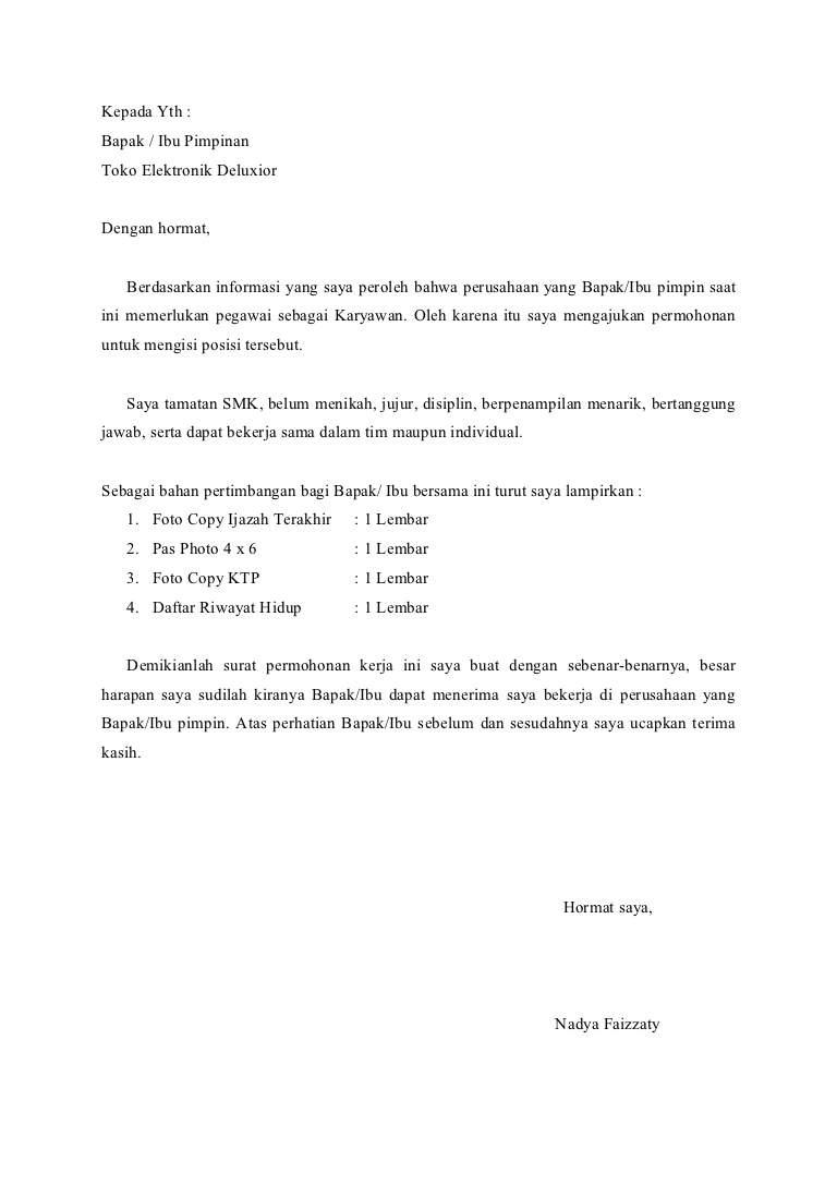 Contoh Surat Lamaran Ke Perum Pegadaian