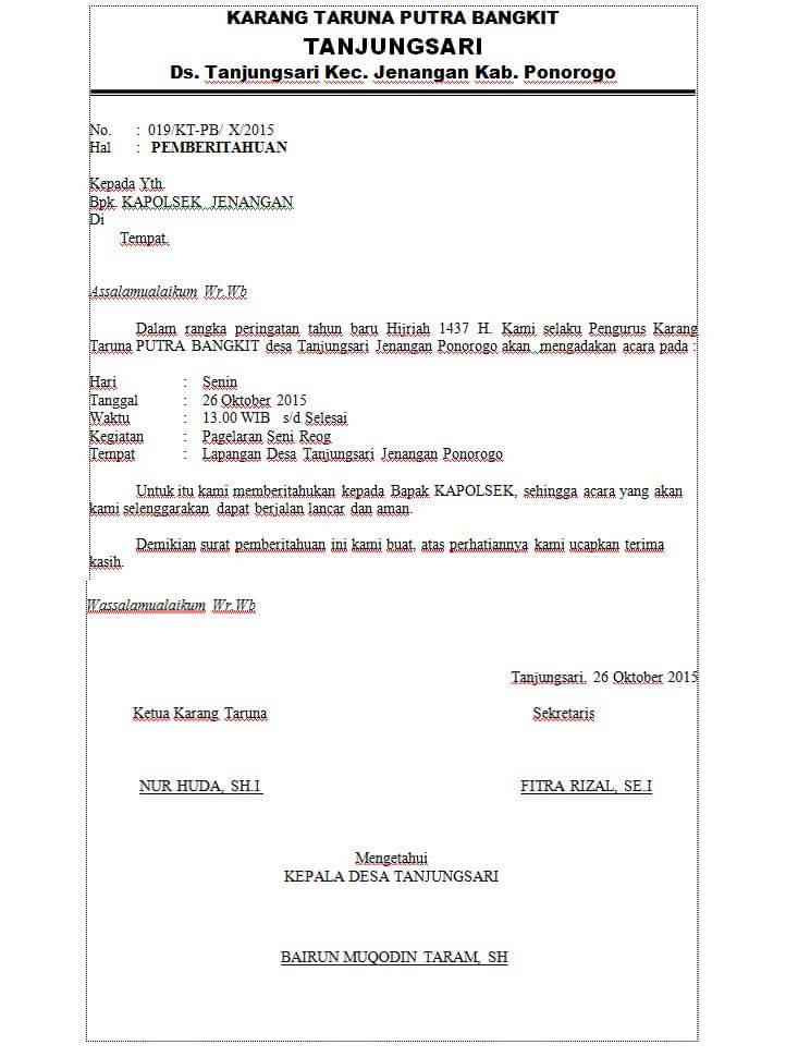 Contoh Surat Lamaran Kegiatan Ekstrakulikuler