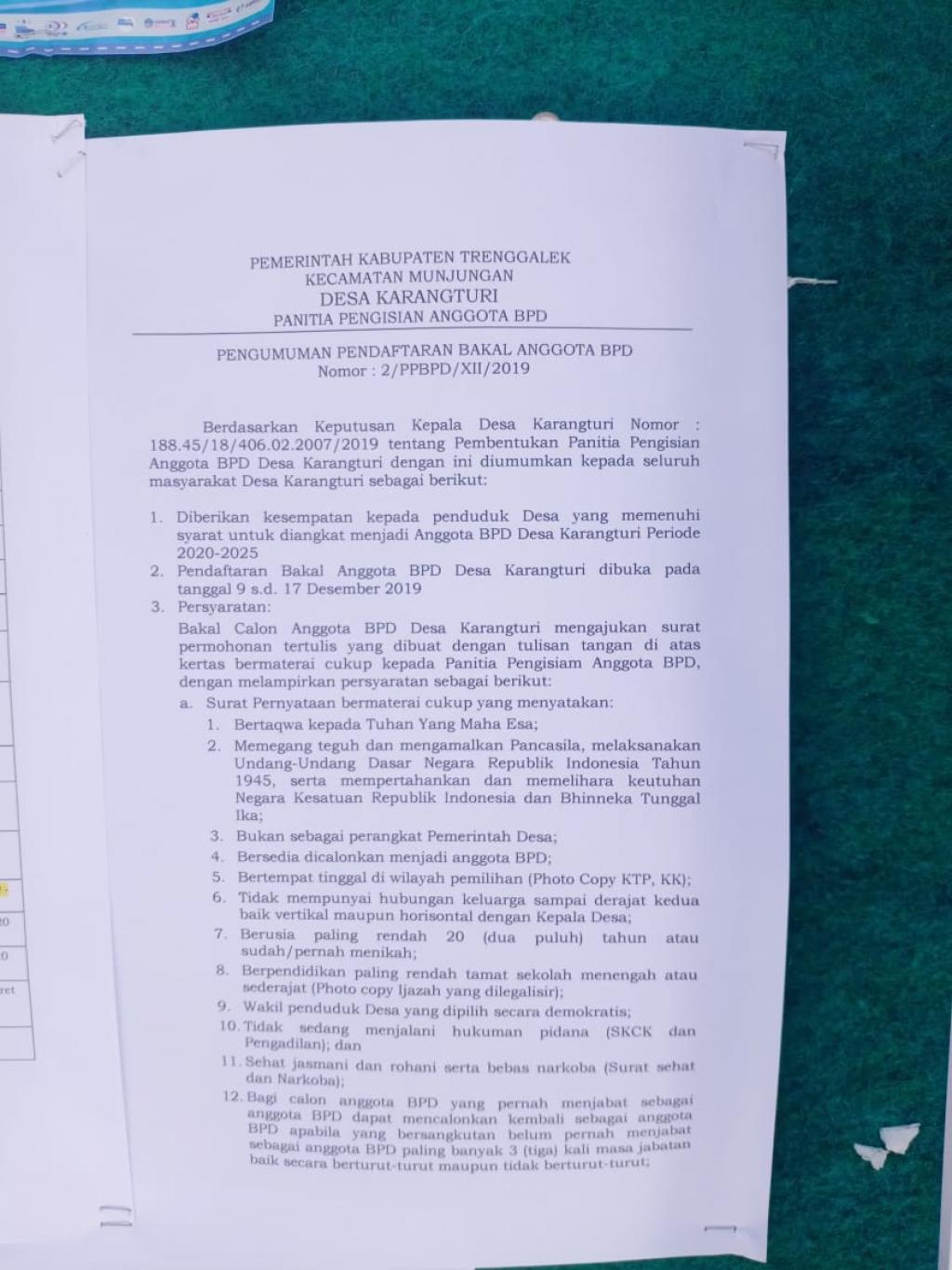 Contoh Surat Lamaran Kepala Desa 2019