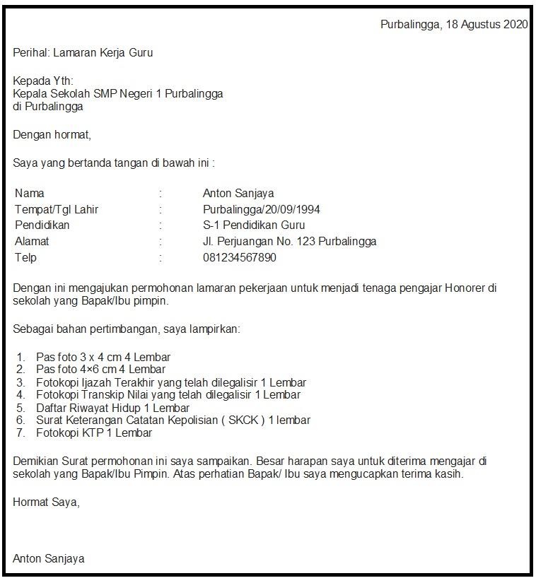 Contoh Surat Lamaran Kerja Bagia Gurupdf