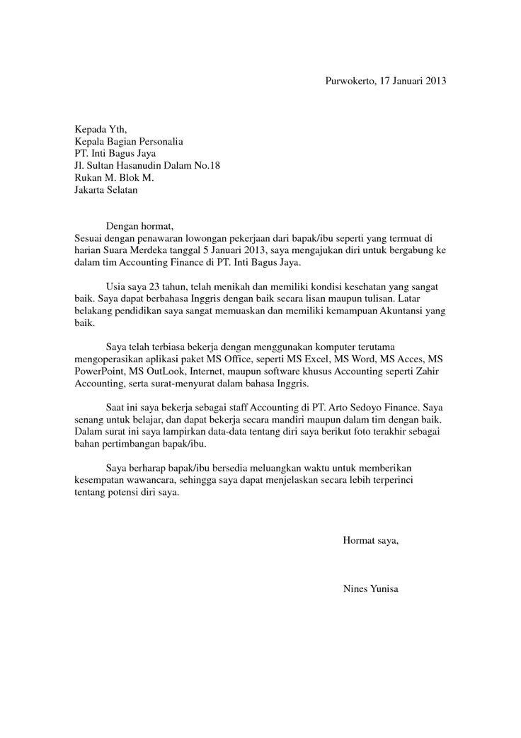Contoh Surat Lamaran Kerja Bahasa Inggris Untuk Staff It