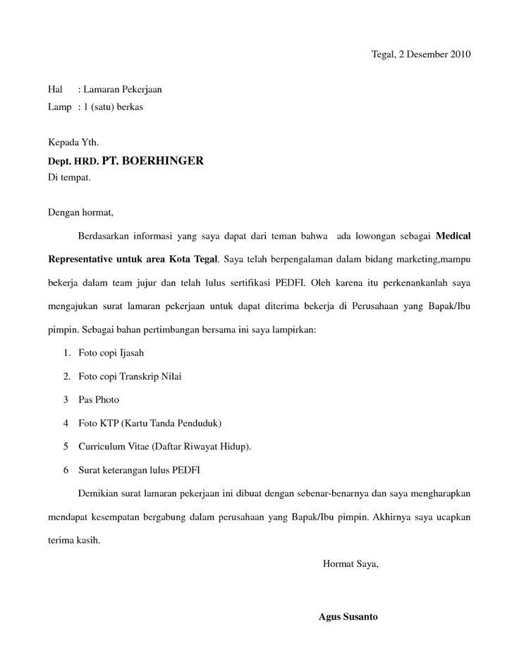 Contoh Surat Lamaran Kerja Berdasarkan Informasi Dari Iklan