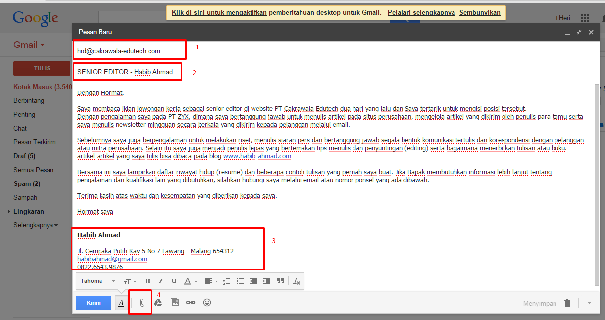 Contoh Surat Lamaran Kerja Bhs Inggris Via Online