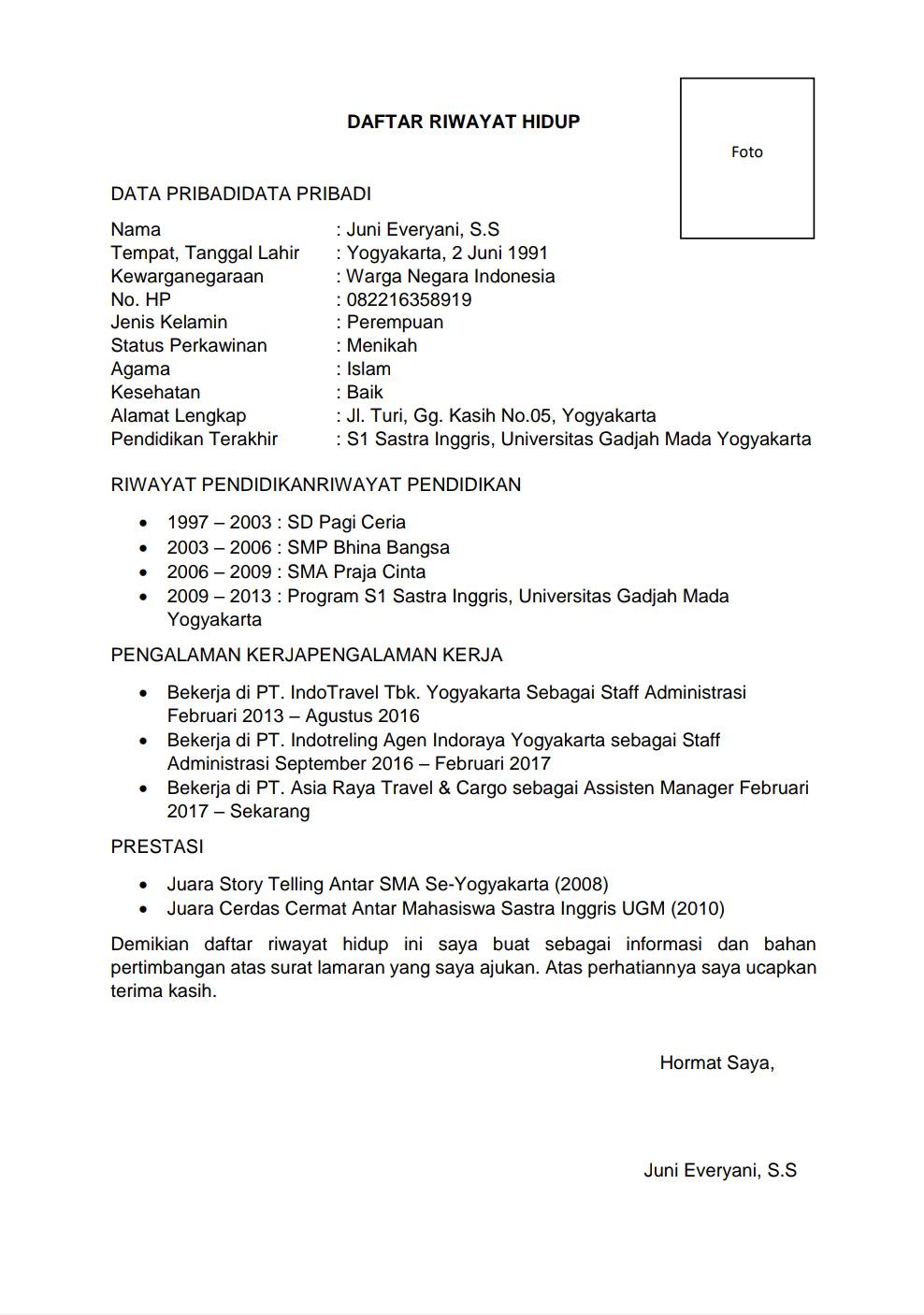 Contoh Surat Lamaran Kerja Dan Cv Dalam Bahasa Inggris Pdf