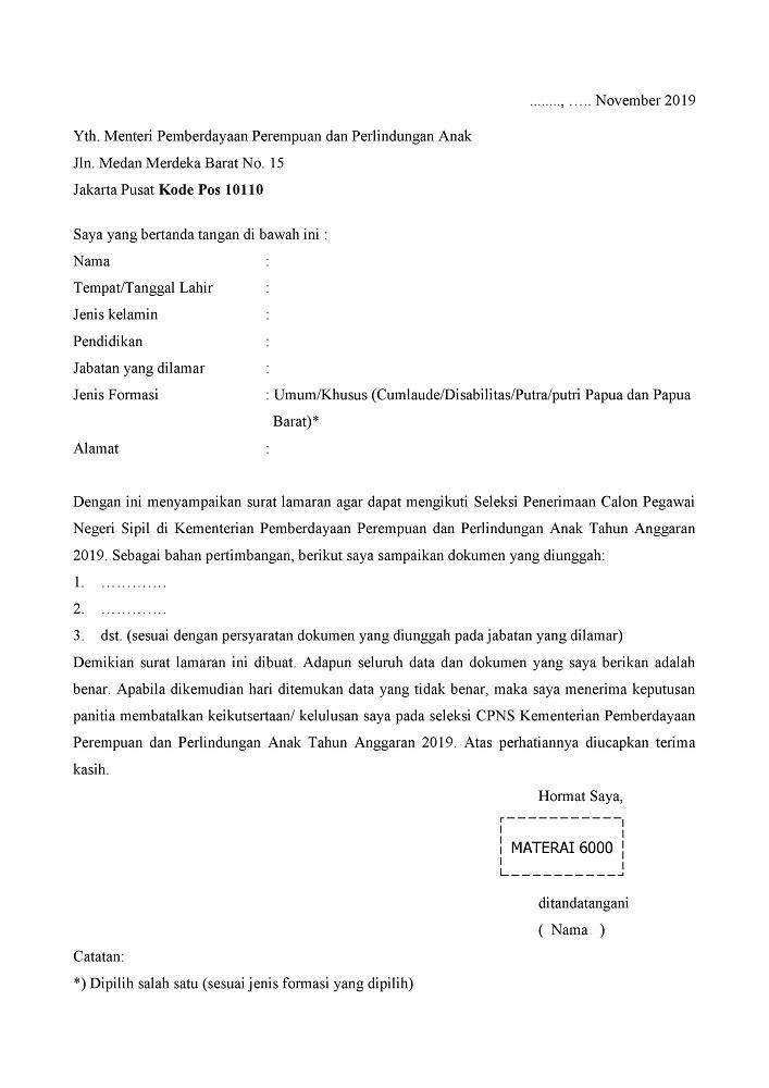 Contoh Surat Lamaran Kerja Di Kementerian Komunikasi Dan Informatika