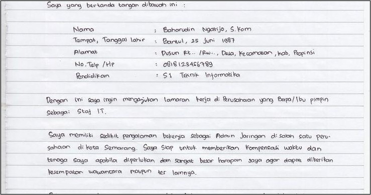 Contoh Surat Lamaran Kerja Di Rumah Sakit 2018