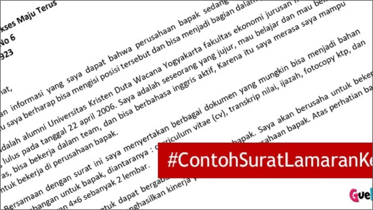 Contoh Surat Lamaran Kerja Di Samsat