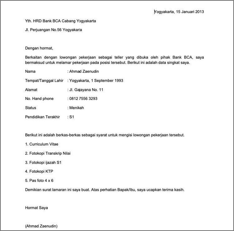 Contoh Surat Lamaran Kerja Di Tempat Praktek Dokter Mandiri