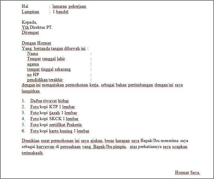 Contoh Surat Lamaran Kerja Komisaris Bumd