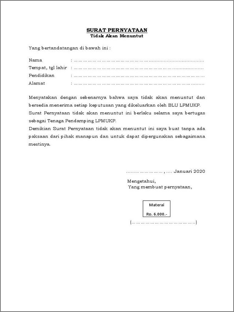 Contoh Surat Lamaran Kerja Lpmukp Doc