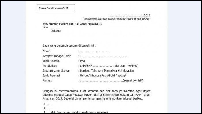 Contoh Surat Lamaran Kerja Lulusan S1 Hukum
