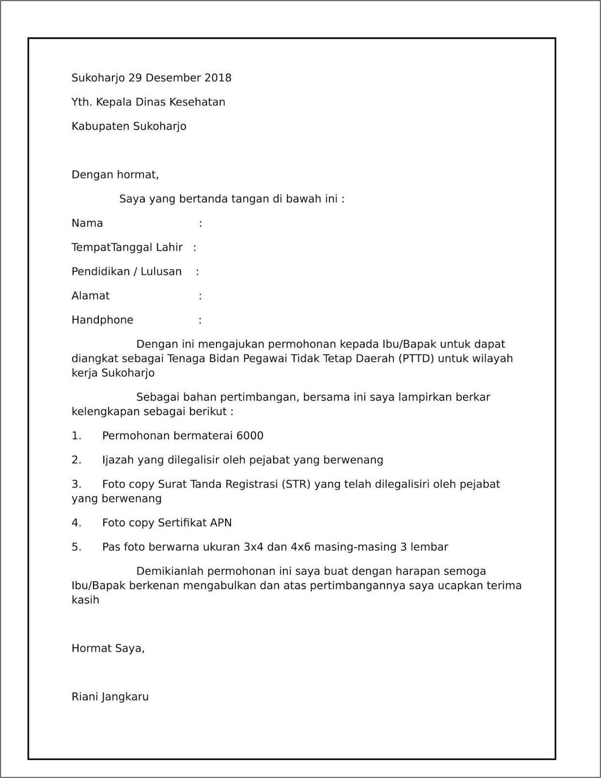 Contoh Surat Lamaran Kerja Perawat Di Puskesmas Pdf