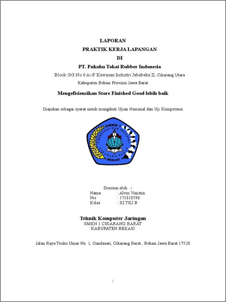 Contoh Surat Lamaran Kerja Pt Fukoku