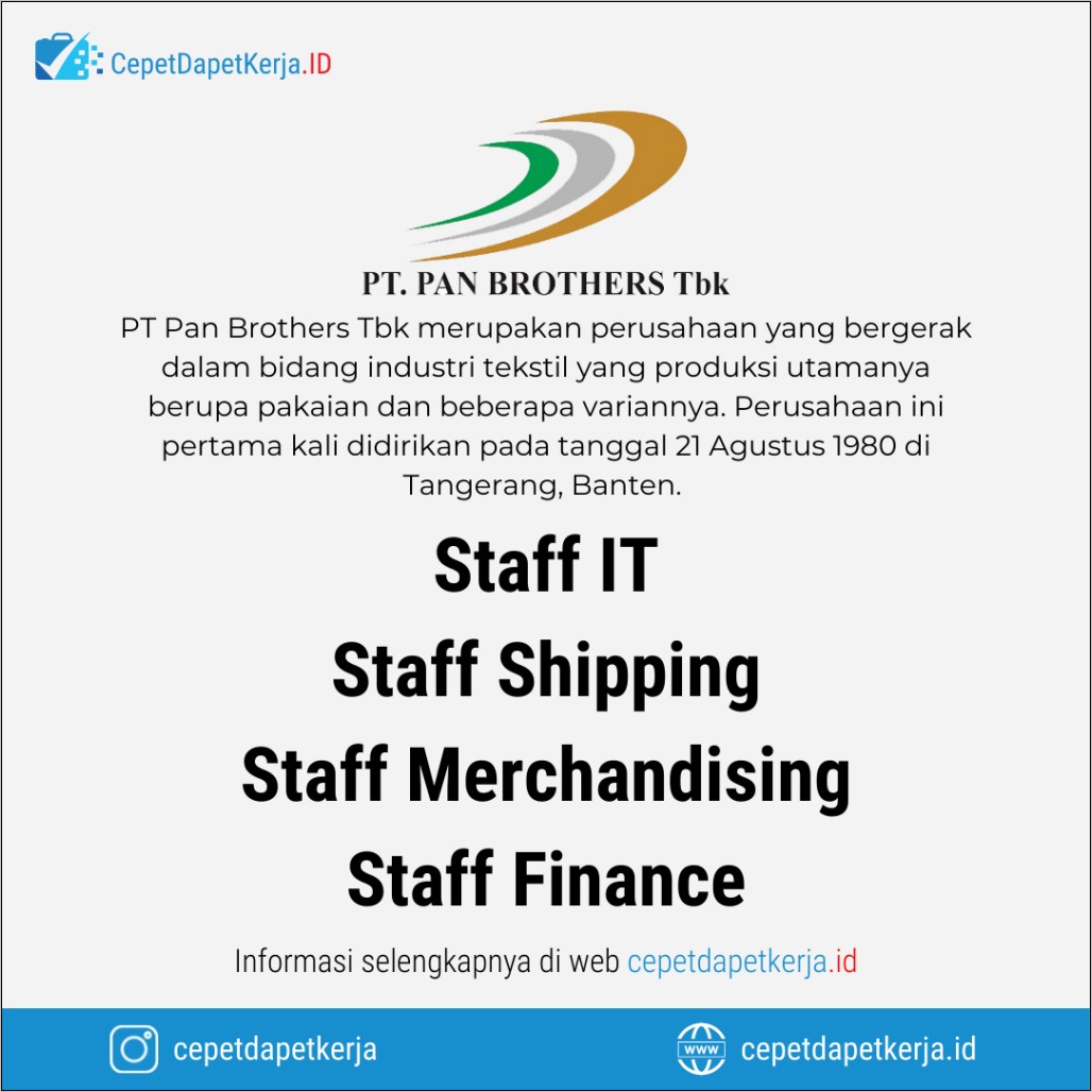 Contoh Surat Lamaran Kerja Pt Pan Brothers Tbk & Group