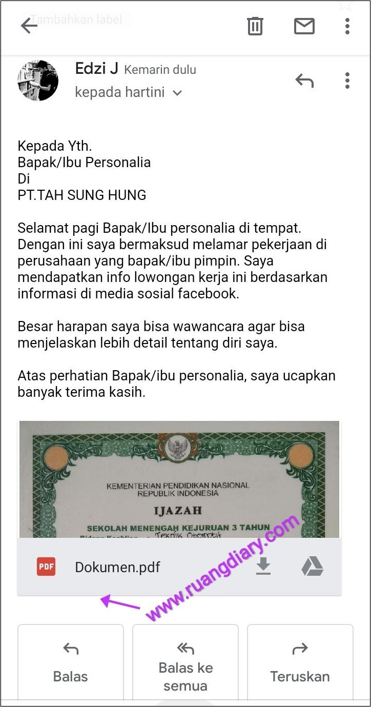 Contoh Surat Lamaran Kerja Qc Pdf