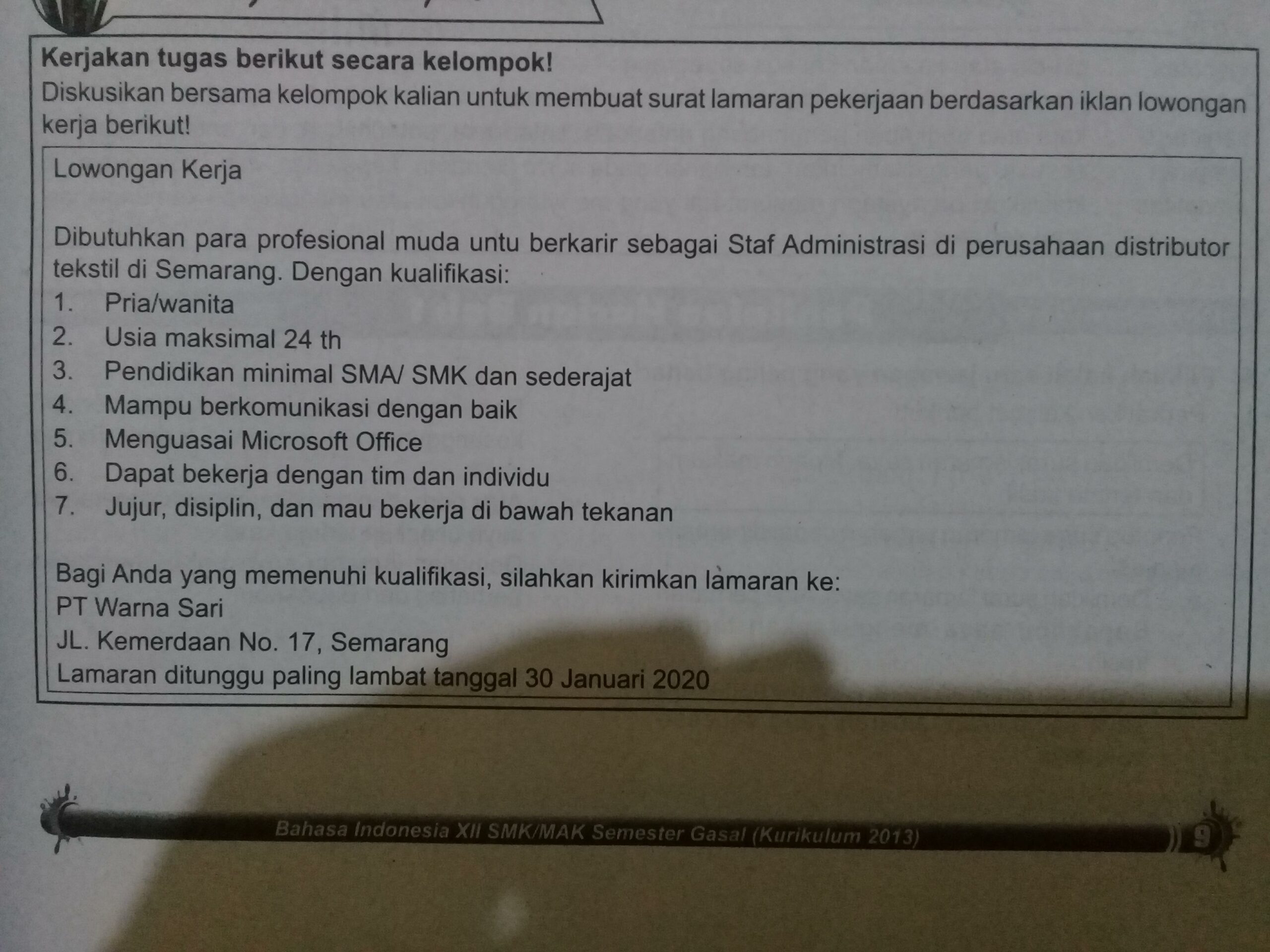 Contoh Surat Lamaran Kerja Setelah Melihat Iklan Di Koran