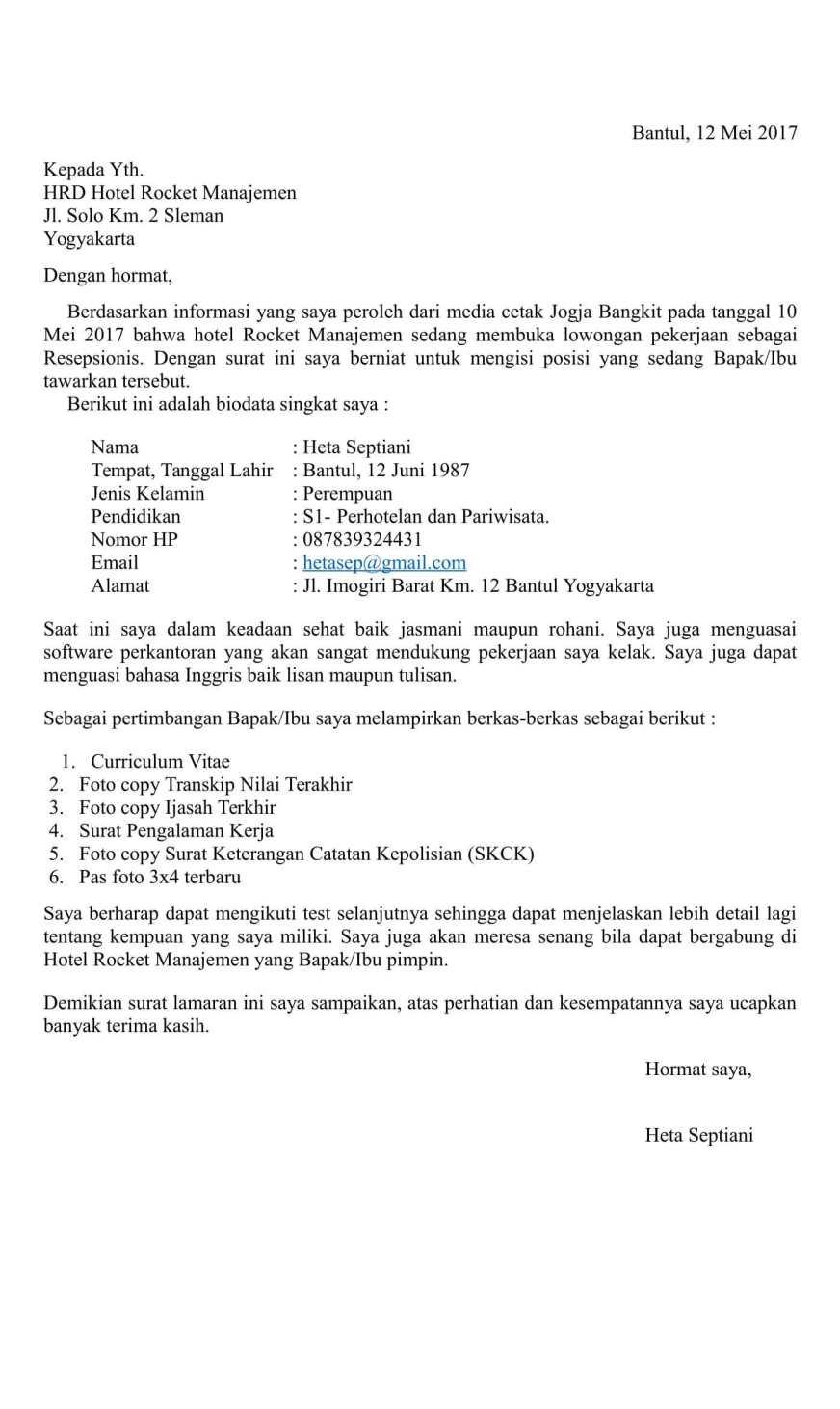 Contoh Surat Lamaran Kerja Tinggal Print