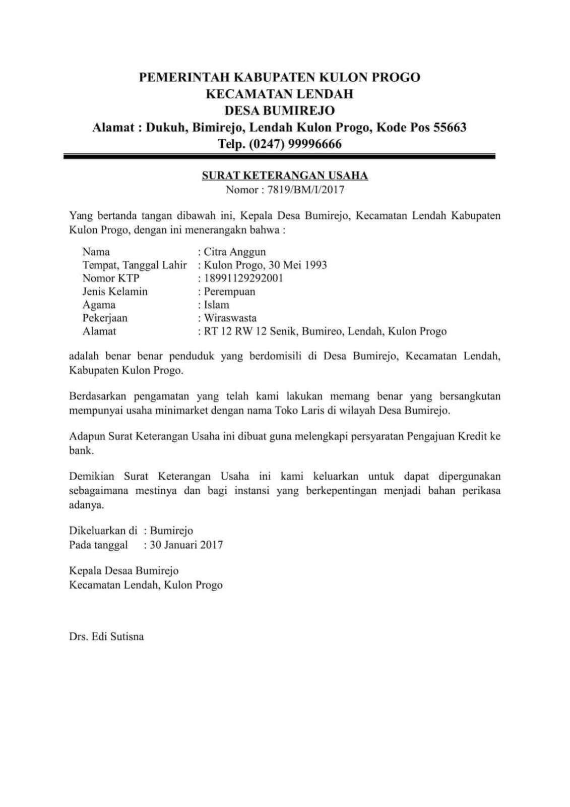 Contoh Surat Lamaran Kerja Untuk Minimarket