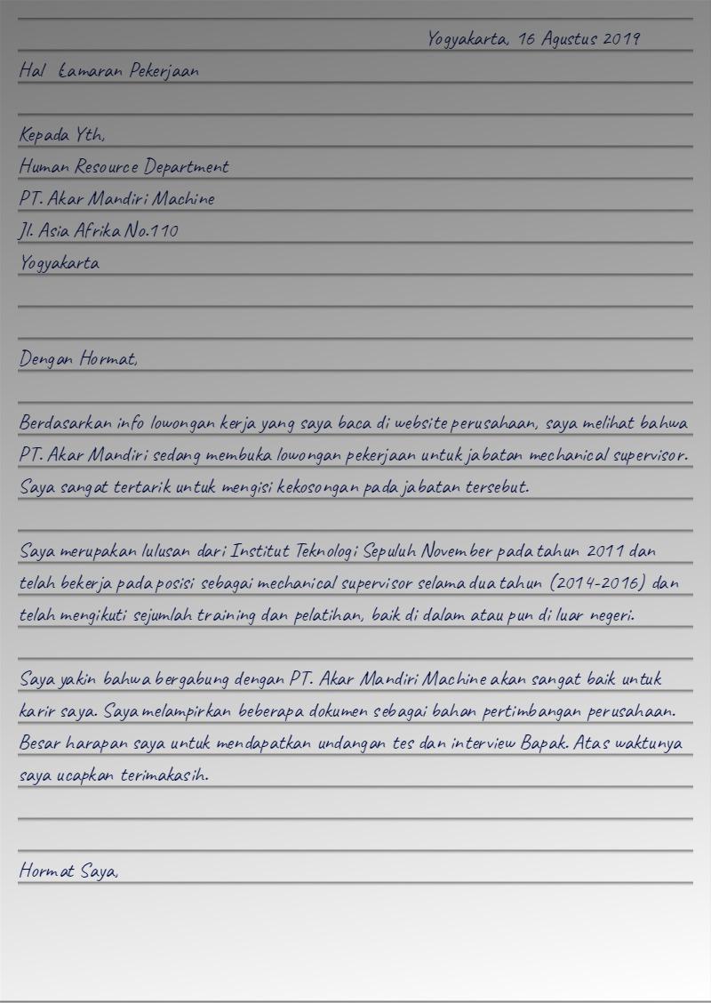 Contoh Surat Lamaran Kerja Untuk Perusahaan Baik Dan Benar