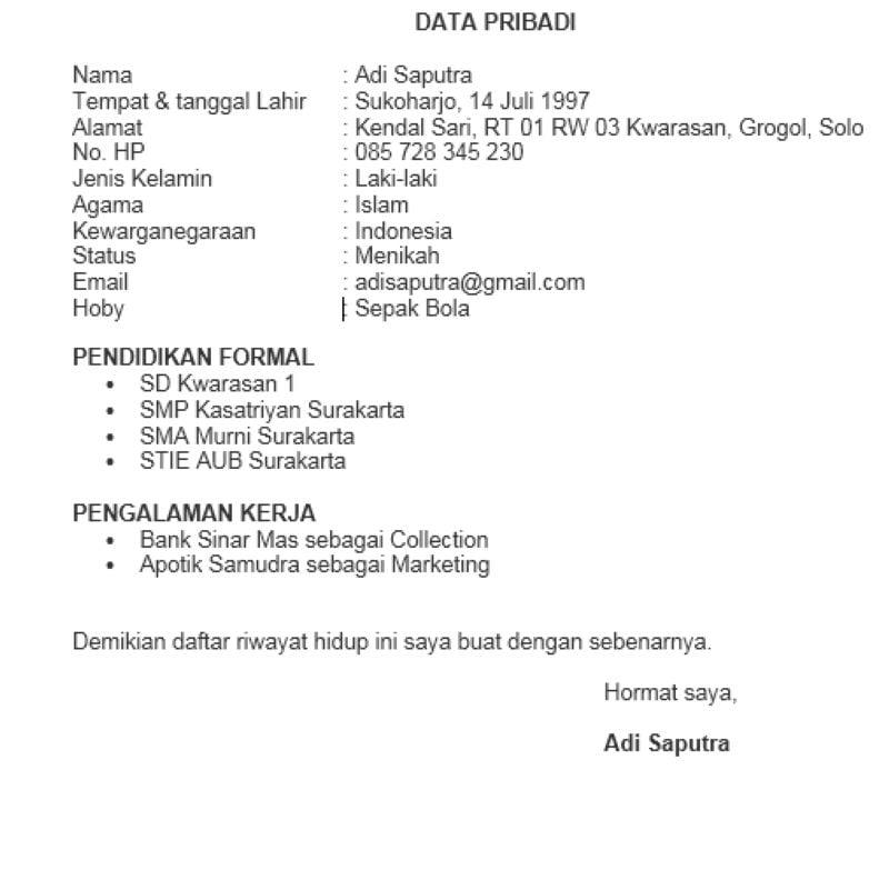 Contoh Surat Lamaran Kerja Untuk Yang Belum Pernah Bekerja