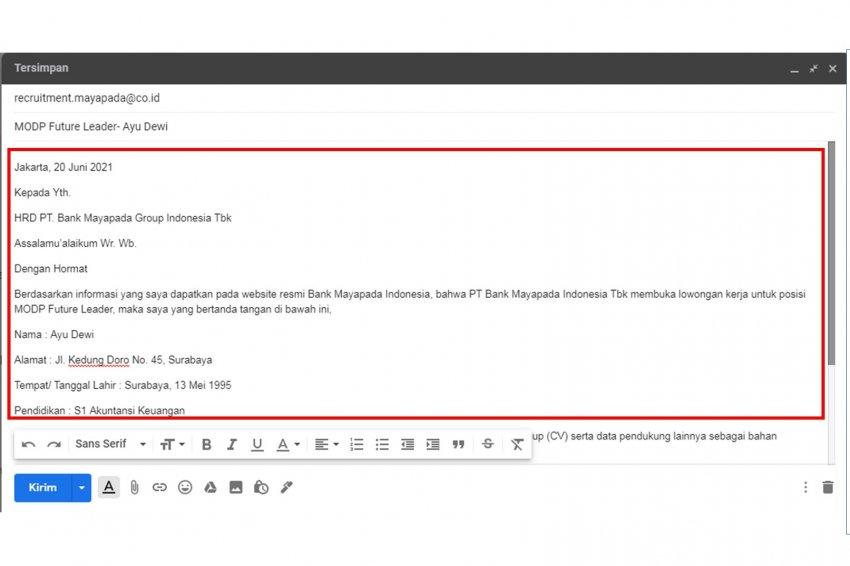 Contoh Surat Lamaran Kerja Via Email Dan Cv