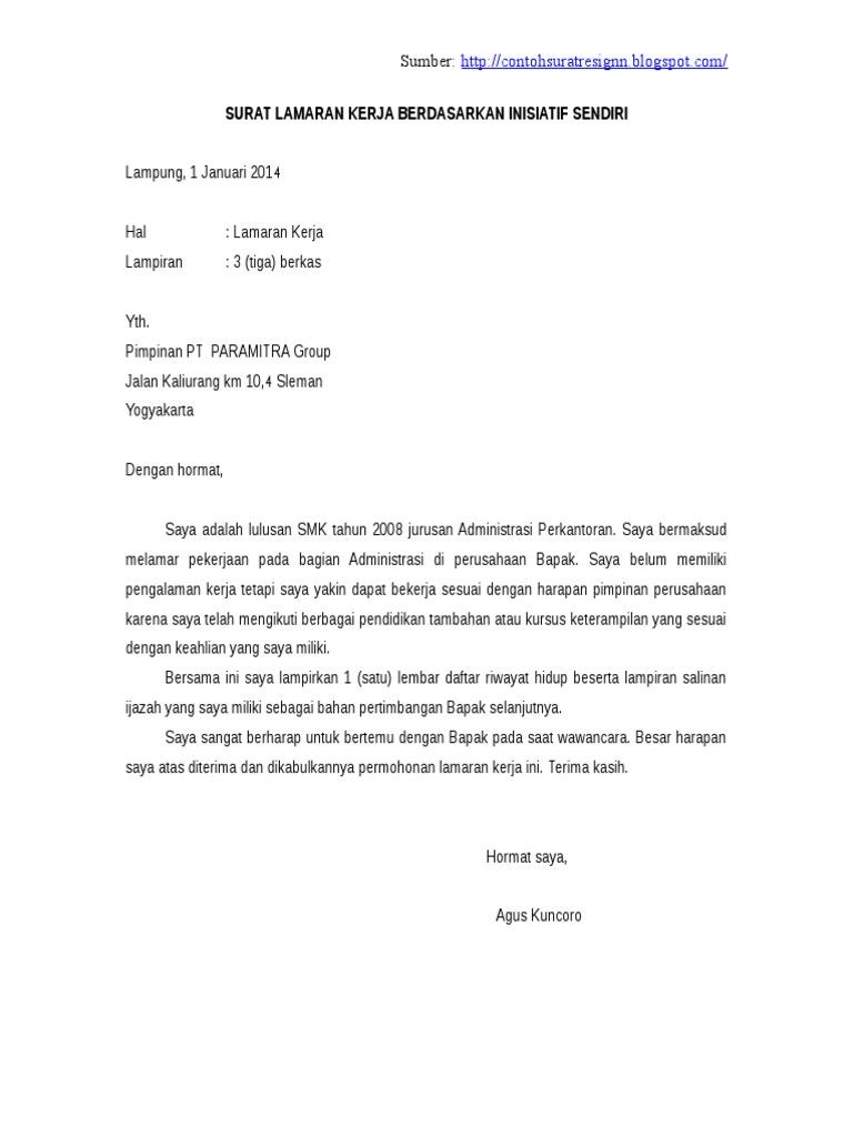 Contoh Surat Lamaran Kerja Yang Ideal