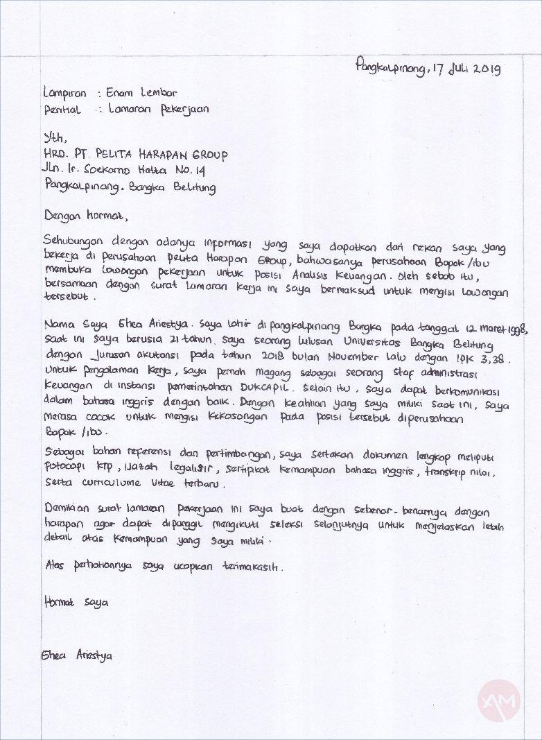 Kertas folio contoh surat lamaran kerja tulis tangan