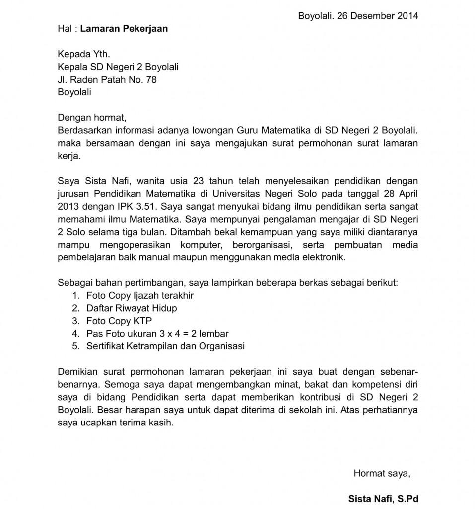 Contoh Surat Lamaran Kerja2019