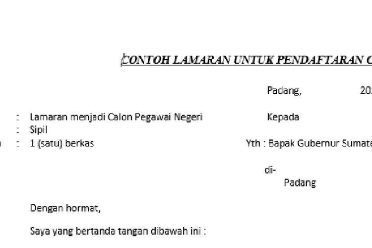 Contoh Surat Lamaran Kota Palrmbang
