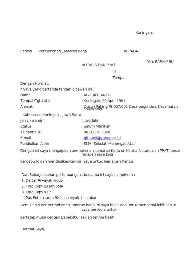 Contoh Surat Lamaran Magang Di Firma Hukum