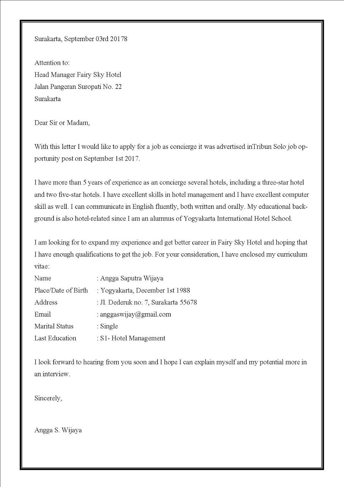 Contoh Surat Lamaran Melalui Email Bahasa Inggris
