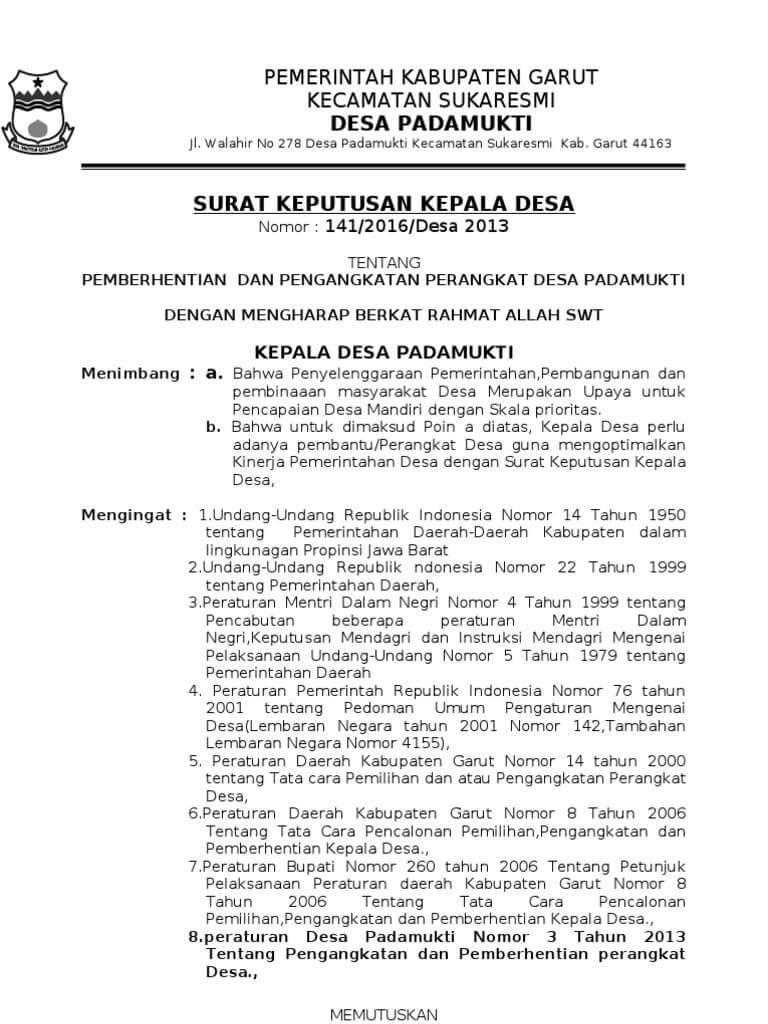 Contoh Surat Lamaran Menjadi Calon Bpd