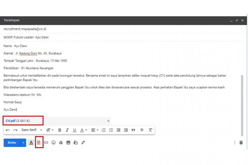 Contoh Surat Lamaran Pada Body Email