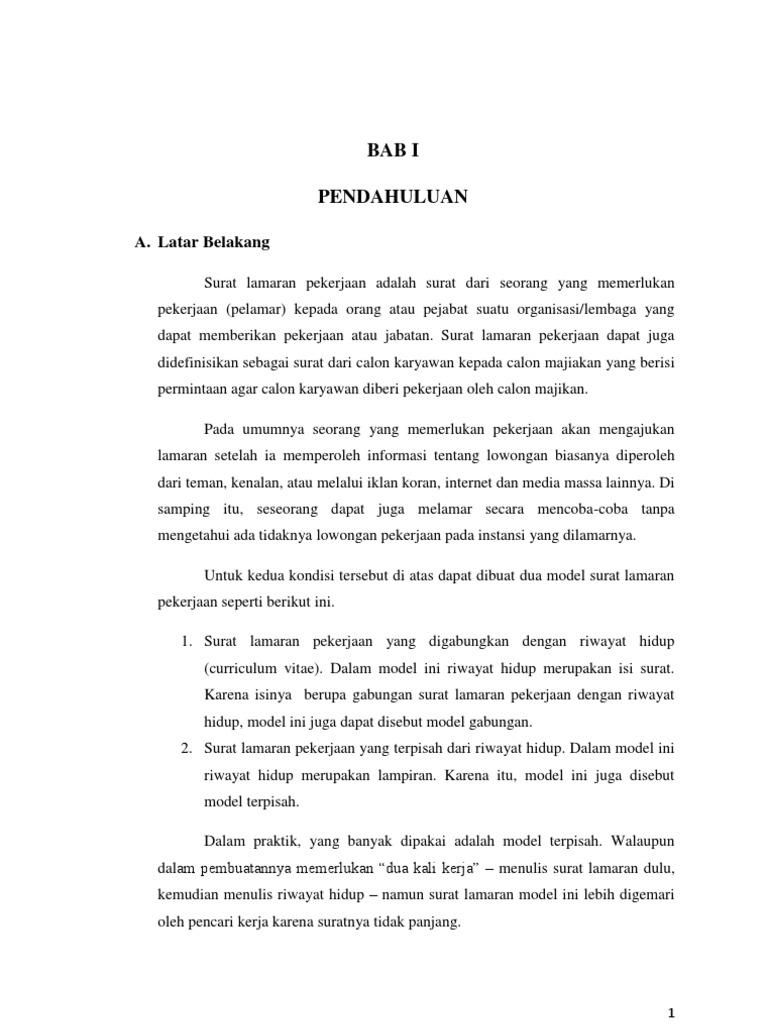 Contoh Surat Lamaran Pekerjaan Dengan Jenis Terpisah