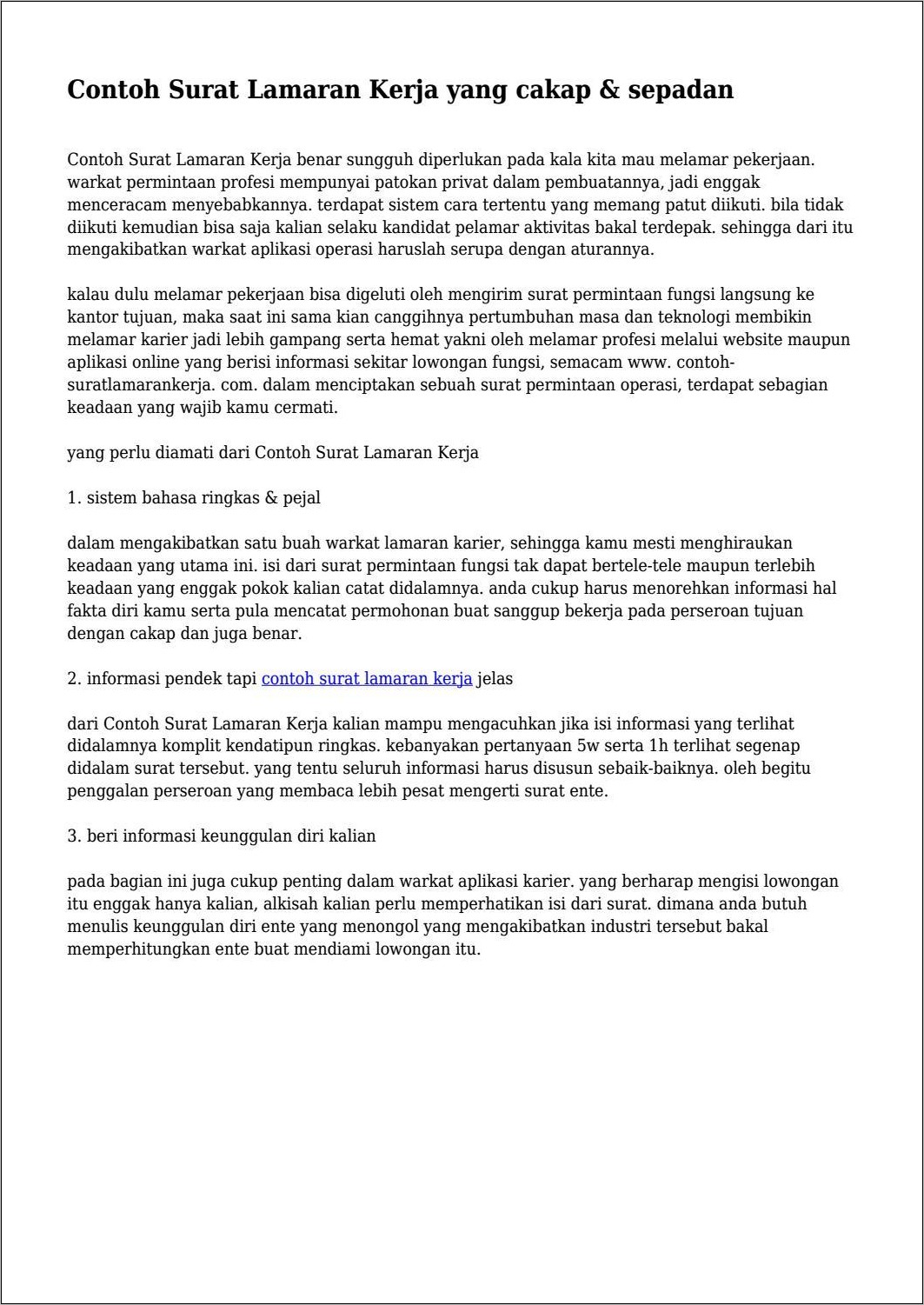 Contoh Surat Lamaran Pekerjaan Permintaan