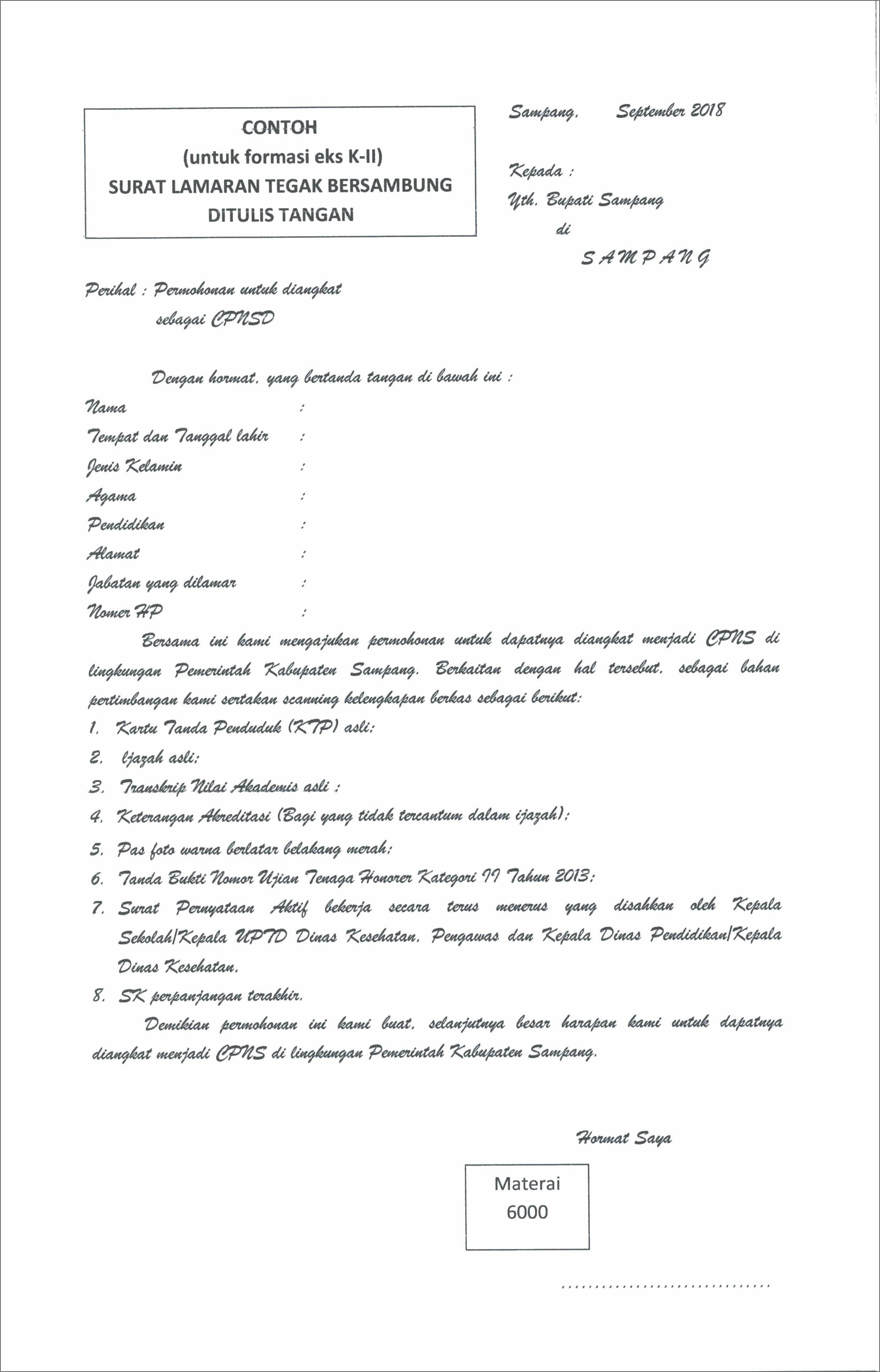 Contoh Surat Lamaran Pekerjaan Sebagai Pegawai Kontrak Di Walikota