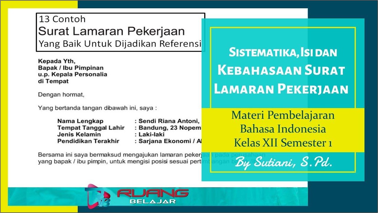 Contoh Surat Lamaran Pekerjaan Sesuai Sistematika