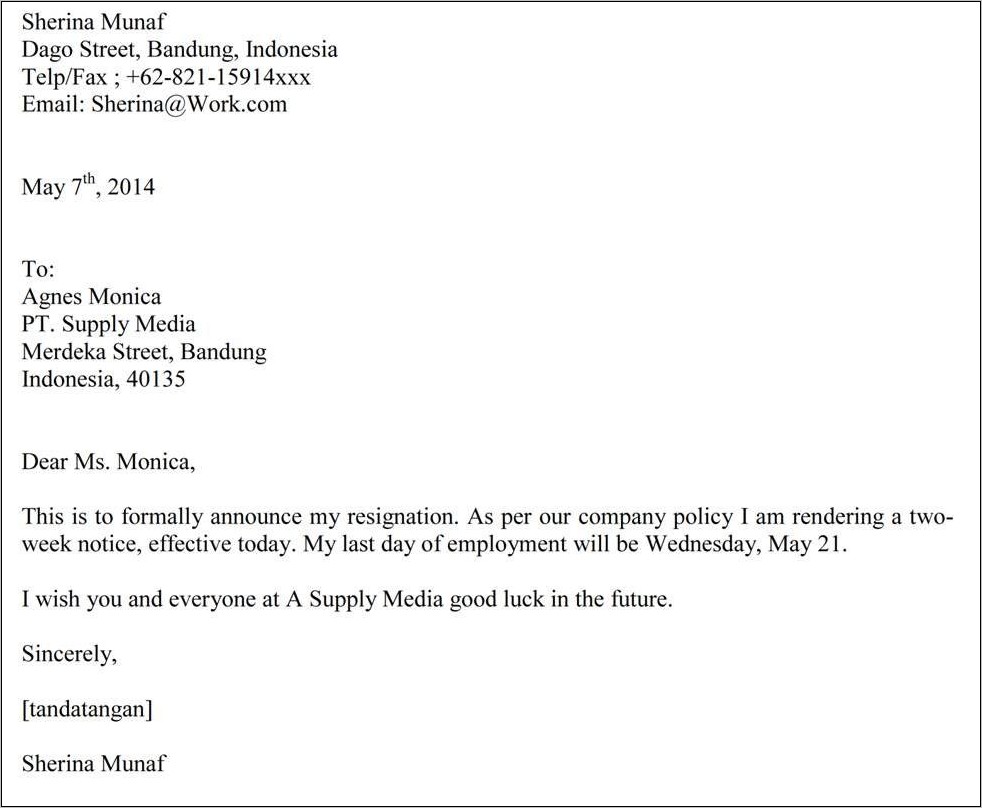 Contoh Surat Lamaran Pekerjaan Untuk Kfc