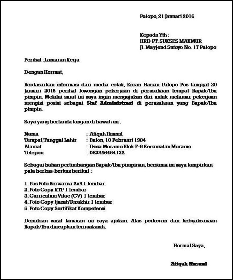 Contoh Surat Lamaran Pekerjaan Yang Lengkap Sesuai Eyd