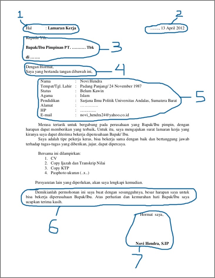 Contoh Surat Lamaran Pekerjaan Yang Sesuai Dengan Cv