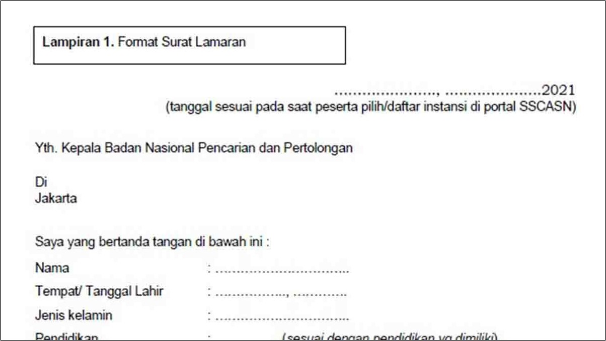 Contoh Surat Lamaran Pemprov Sumbar