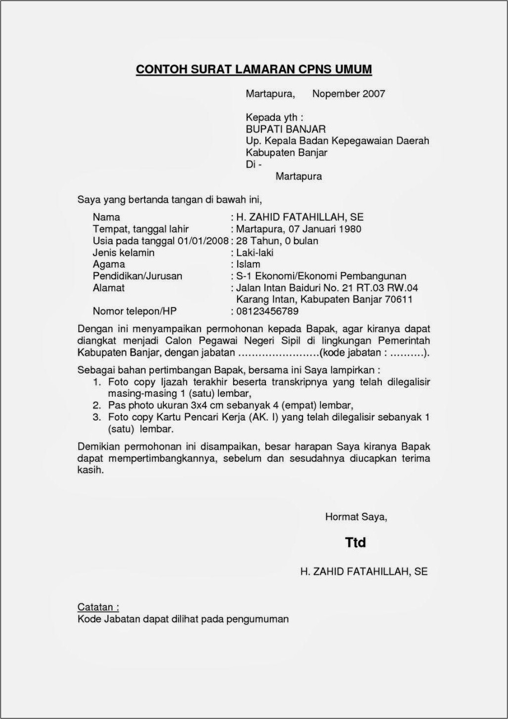 Contoh Surat Lamaran Perawat Tulis Tangan