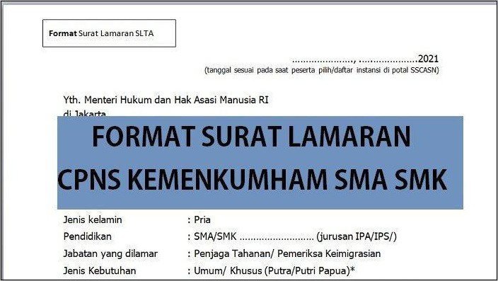 Contoh Surat Lamaran Pns Penjaga Tahanan