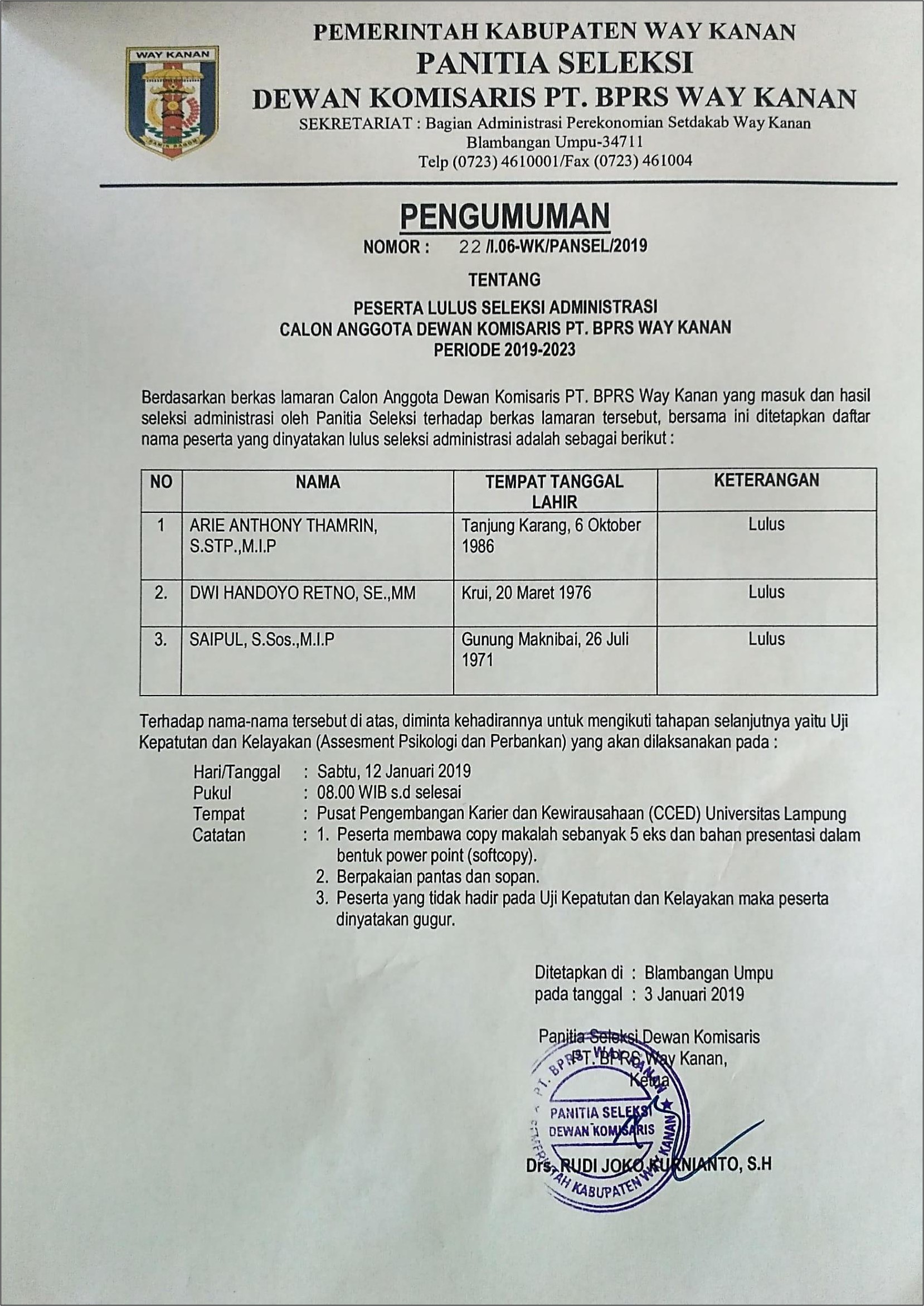 Contoh Surat Lamaran Sebagai Dewan Komisaris