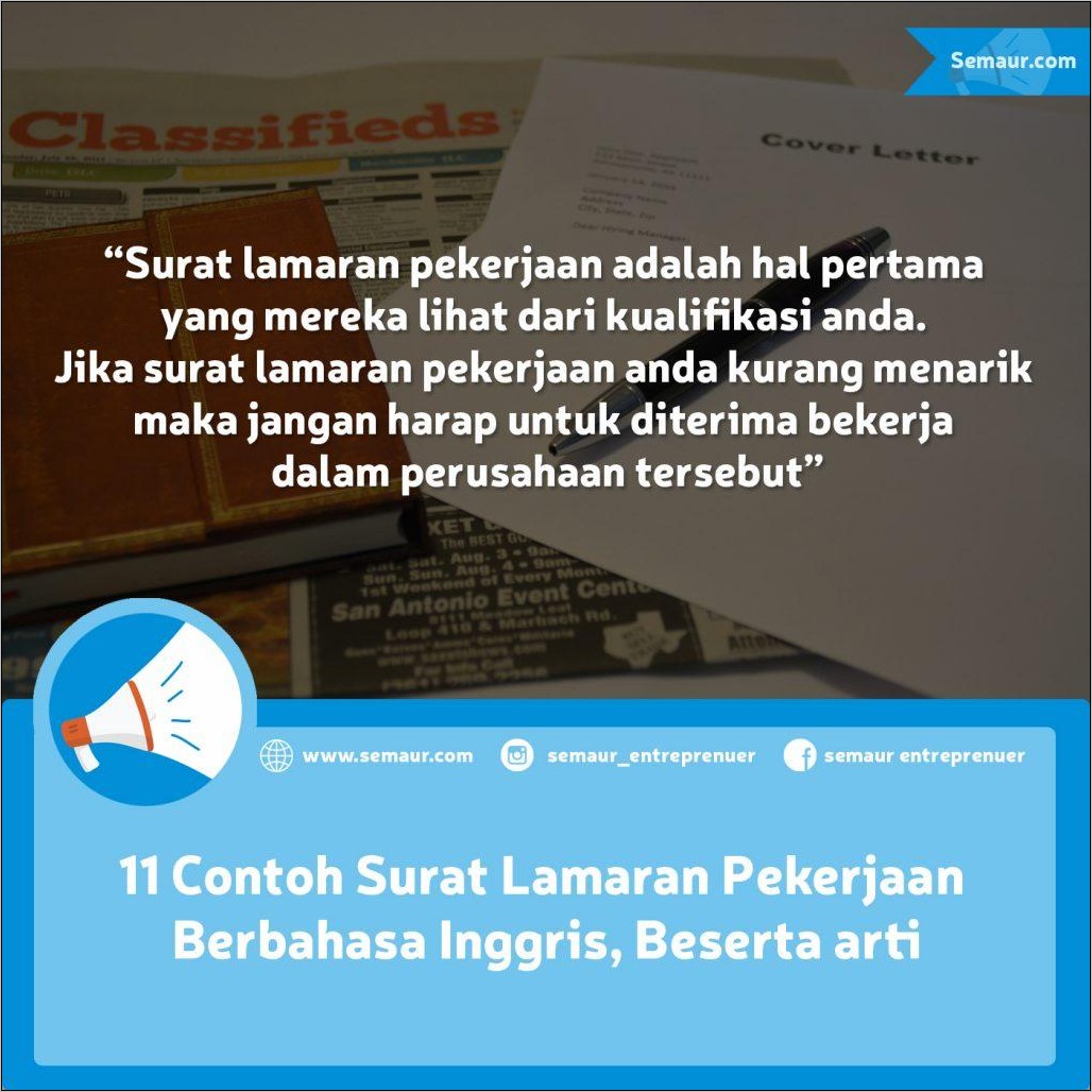 Contoh Surat Lamaran Singkat Bahasa Inggris Beserta Artinya