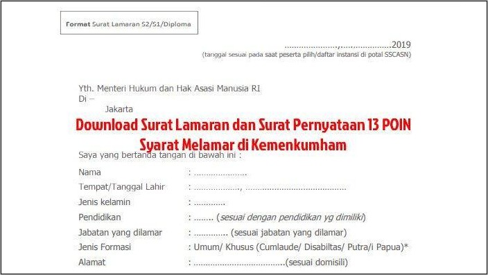 Contoh surat pernyataan cpns kemenkumham